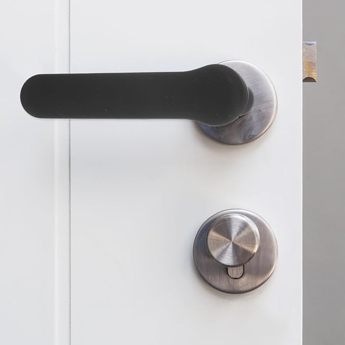 uxcell 2Pcs Silicone Door Handle Covers, Silicone Anti-Static Door Knob Cover Anti-Collision Door Handle Protector for Flat Door Handle Lever, Brown