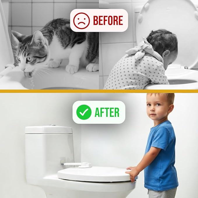 NANZO Toilet Locks Baby Proof (2 Pack) - Easy to Install, Use and Effective Toilet Baby Proofing