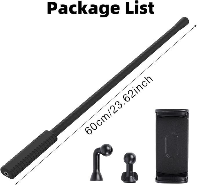 FPN Portable Flexible Phone Holder with Handle for Treadmill, Spin Bike, Stroller, Tripod, Shopping Cart, Desk, Logitech Webcam, 23.6" / 60cm Long Arm Gooseneck Phone Mount for 4.7”- 7" Cell Phones
