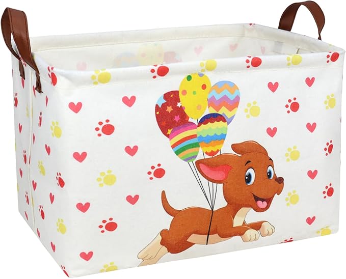 ASKETAM Large Easter Basket for Empty Kid Rectangular Cute Easter Gift Storage Basket Bunny Eggs Décor (Dog)