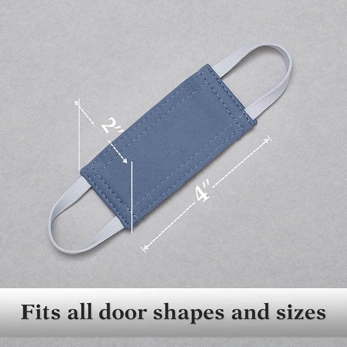PONY DANCE Baby Door Latch Cover Closer - Nursery Door Silencer with Strong Elastic Straps, Thick Solid Cushion for Noise Reduction, Prevents Slamming, 3 Pieces, 4W x 2L Inches, Blue Haze