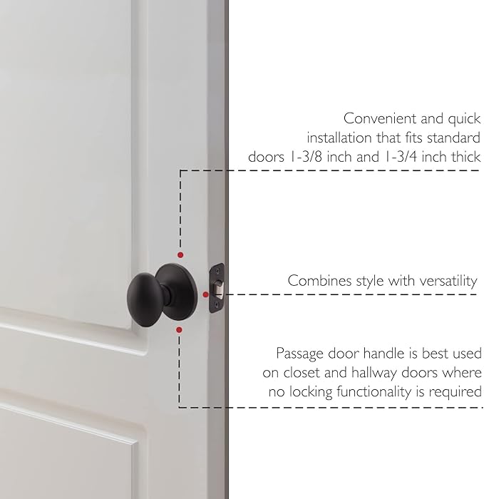 Design House 779173 Egg Passage Hall and Closet Door Knob Matte Black