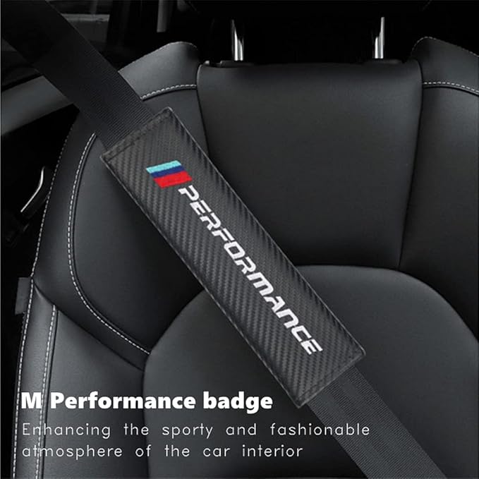 Car M 3 Color Performance Letters seat Belt Cover Carbon Fiber Texture Car seat Belt Shoulder Pad Cover Soft and Comfortable Suitable for Any Car Model