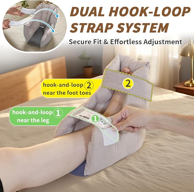 EZ Assistive 2pcs Heel Protector Cushion Foot Pillow Remove Pressure and Bedsores, Heel Protectors for Pressure Sores for Heal Protection, Khaki