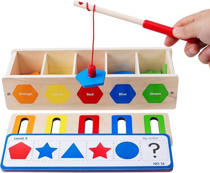 AISHUN Montessori for Toddlers, Magnetic Color Shape Sorting Matching Box,Early Learning Toys,Wooden Educational Toy, Fine Motor Skills Toys for Boys Girls (Blue)
