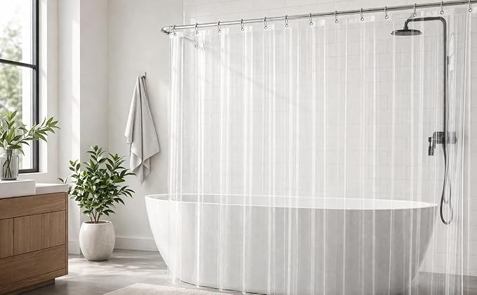 EHZNZIE Frosted Shower Curtain Liner 72x78, PEVA Waterproof Bath Curtain, No Chemical Smell, 3 Weighted Magnets, Durable with Rustproof Metal Grommets