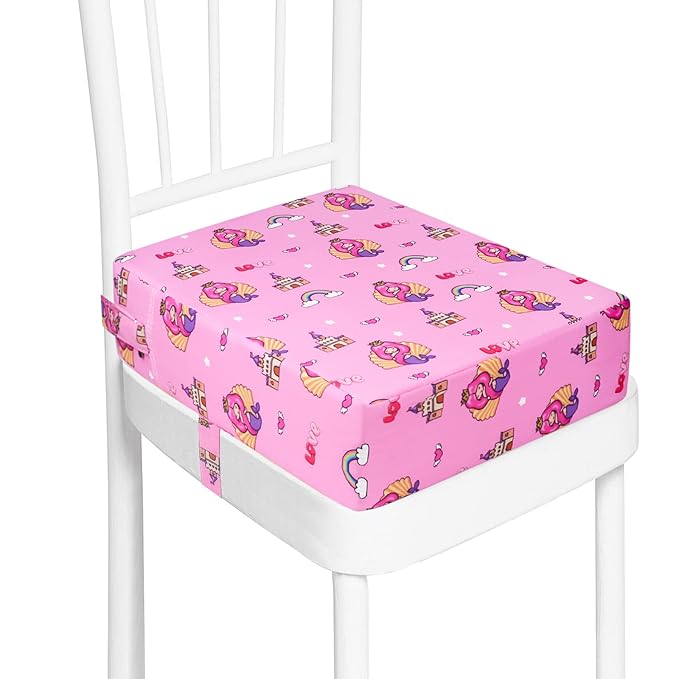 Toddler Booster Seat for Kitchen Chair Dining Table, Washable Thick Strong Support Portable Booster Chair for Toddlers Eating, Easy Cleaning Booster Seat Cushion Detachable with Adjustable Straps