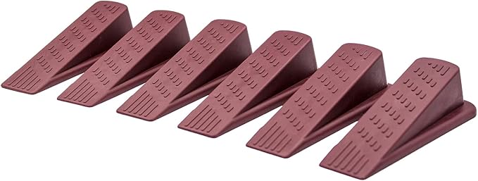 Door Wedge Stopper - 6 Pack (Maroon) - Classic Style - Rubber Material - Floor Mount - 5.12" x 5.12" x 1.38" - Door Stop