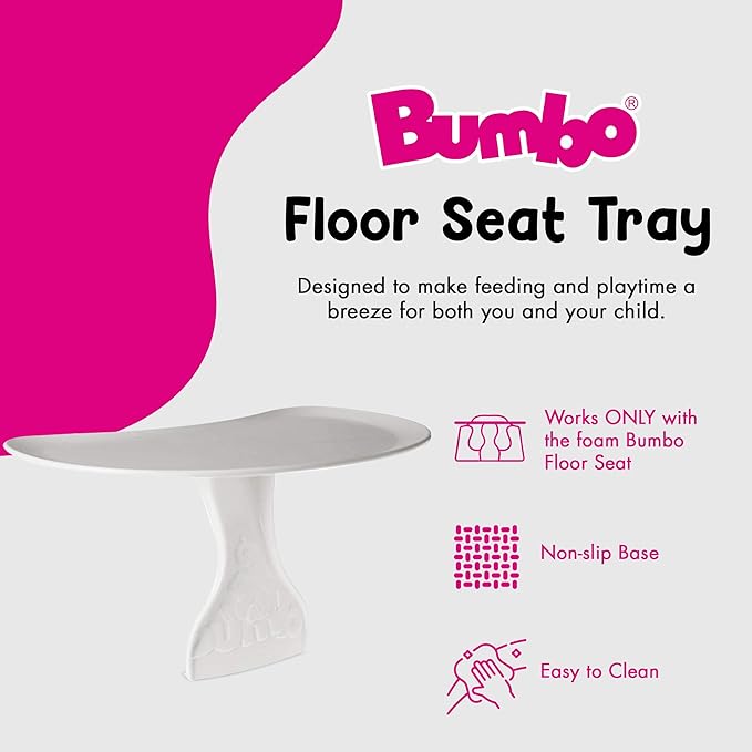 Bumbo Seat Tray Attachment, Baby Infant Child Toddler Floor Seat Eating Tray Activity Play Top Accessory for Boys and Girls 3 to 12 Months Old, White