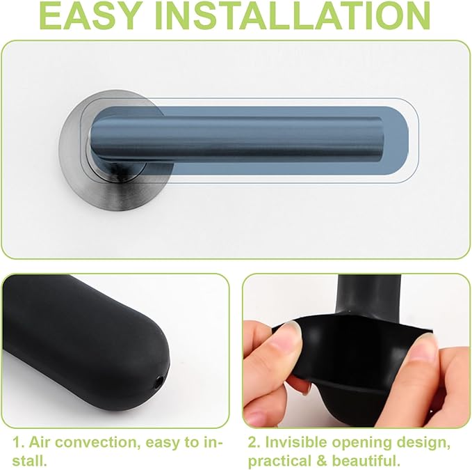 Door Handle Covers, 2Pcs 14.8 * 5 * 2.8cm Silicone Door Handle Glove Covers with Love Heart Decor, Black Door Handle Lever Covers Anti-Static Safety Door Handle Protector