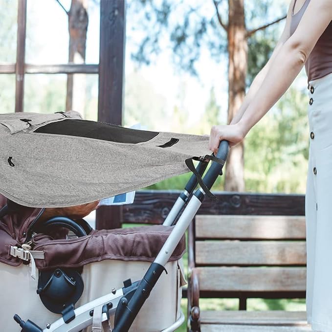 Universal Stroller Sun Shade UV Sun Protection Shade Blackout Cover Waterproof Baby Stroller Cover UPF50+ Pushchair Shield Canopy with Viewing Window Detachable Rain Sunshade Canopy Shield Pram Buggy