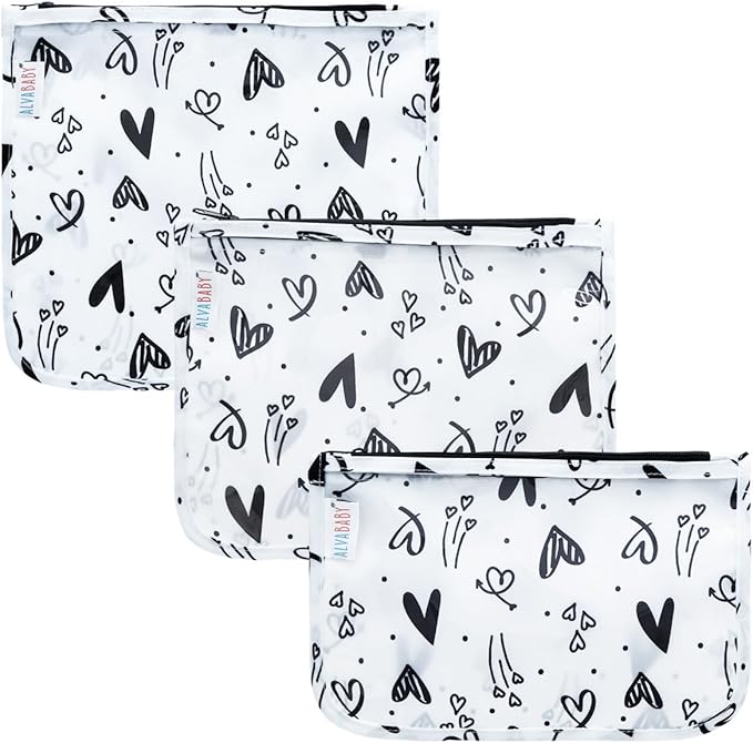 ALVA Diaper Bag Pouches | 3pcs Mess-Proof Travel Toiletry | TSA Approved Toiletry Bag | Cosmetic Makeup Bag Diaper Organizer for Baby and Mom Essentials