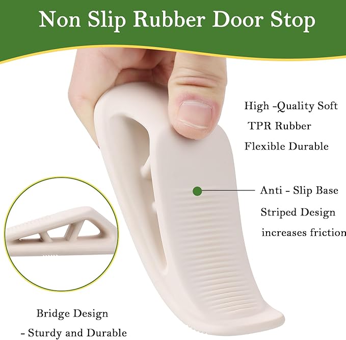 Fursafe&Q Rubber Door Stoppers for Bottom of Door, Door Stop Wedge with Holder, Heavy Duty Doorstops 8 Pack, Wall Protector for Home & Office & School & Commercial Doorstop Keep Open Stack White