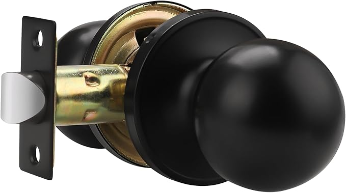 Knobonly 1 Pack Keyless Indoor Door Knob, Matte Black Passage Door Knobs, Interior Door Knobs, Stainless Steel