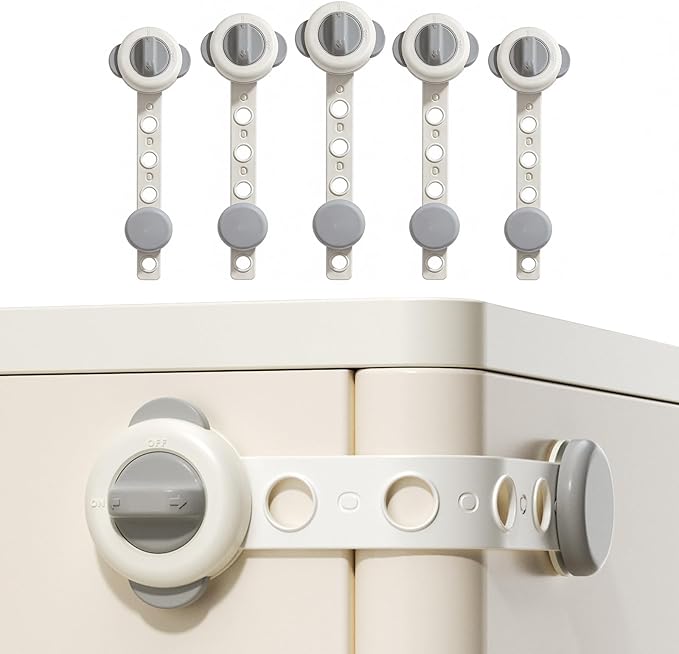 Baby Locks (6-Pack) Child Safety Cabinet Proofing,Safe Quick and Easy Cabinet Drawer Door Latches No Screws & Magnets Multi-Purpose for Furniture Kitchen Ovens Toilet Seats,White