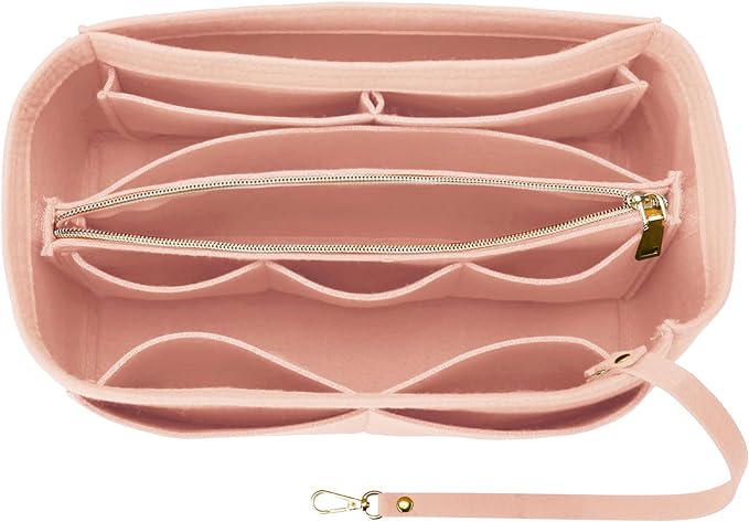 OPPOSHE Purse Organizer Insert for Handbags, Softened Felt Bag Insert Organizer for Tote, Compatible with LV, Coach, MK, Kate Spade, Goyard, Longchamp (Light Pink, X-Large)