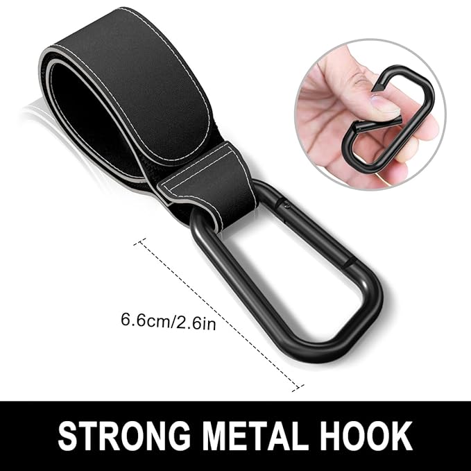 Baby Stroller Hooks for Hanging Bags, Universal Stroller Clips Accessories, Mommy Hook for Diaper Bag, Shopping Cart, Purse, Backpack - 2 Pack, Black