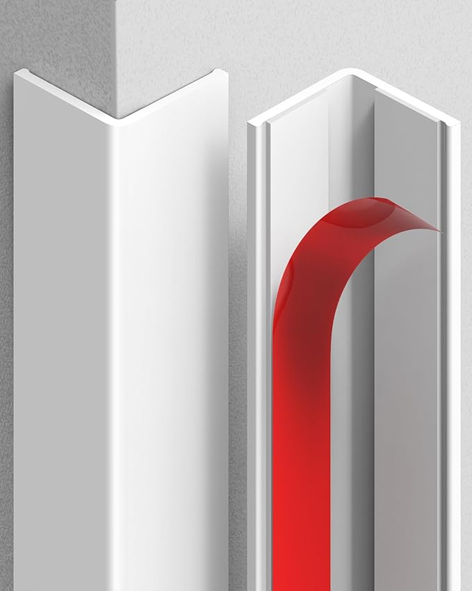 ‎Frychee Wall Corner Protector, Walls Edge Protector，Self-Adhesive Wall Corner Guards,PVC Double Side Edge Protector， Furniture Stairs Guard (6, 2.5x150cm/0.98x59.1in)