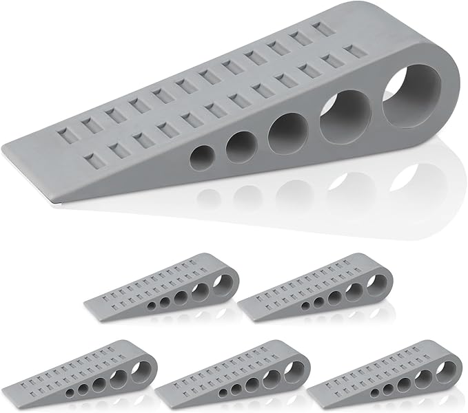 Door Stoppers for Bottom of Door - Rubber Door Stopper Wedge Non-Slip, Door Stop for Home/Office (6 Pack, Gray)
