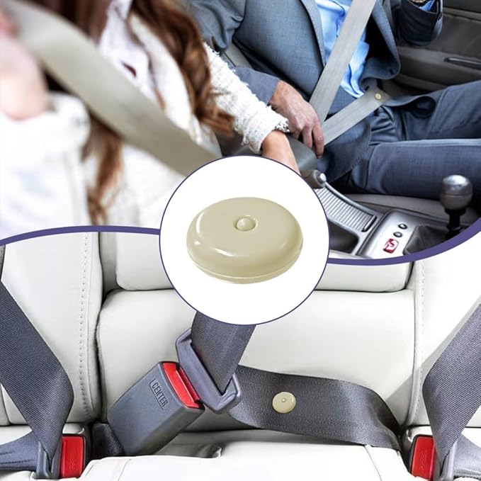 10 Sets Universal Fit Seatbelt Stopper Kit, Snap-on Seat Belt Button Stop, Car Accessories Plastic No Welding Required Seat Belt Buckle Button Prevent Seatbelt Clip from Sliding Down (Beige)