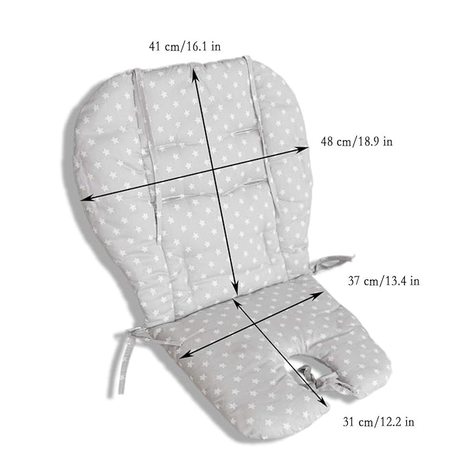 Twoworld High Chair Cushion, Large Thickening Baby High Chair Seat Cushion Liner Mat Pad Cover Breathable Suitable for All Kinds of Baby Dining Chairs (Fashion Gray Star)