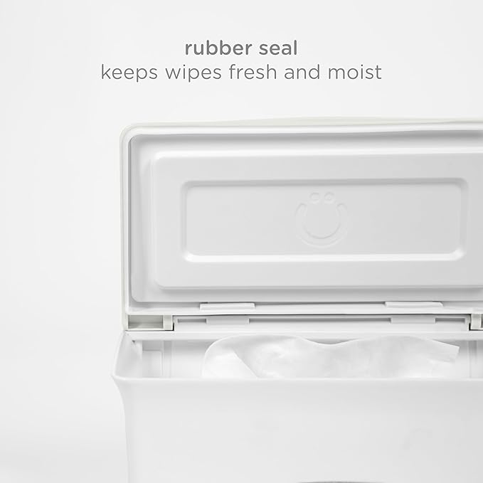Ubbi Baby Wipes Dispenser with Weighted Plate and Secure Seal, Nursery and Baby Registry Essential to Keep Wipes Fresh, Oat
