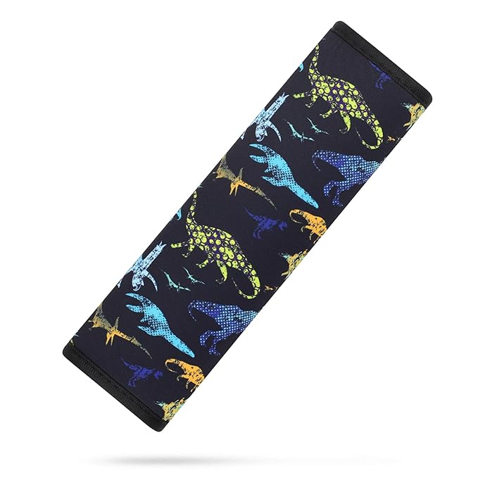 YR Seat Belt Cover for Kids, Soft Comfort Seat Belt Cushion for Children, Cute Cartoon Pattern Car Seat Belt Pads Cover for Girls and Boys, 1 Pack (Dino)