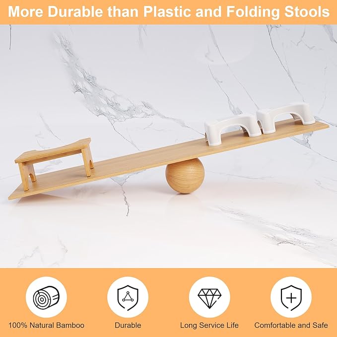 Uaniar Bamboo Toilet Stool, Wooden Squatting Potty Stool for Adults, 7 Inch Toilet Stool Squat Adult, Non-Slip Wood Poop Stool for Bathroom, Portable Toilet Foot Pooping Steps for Kids
