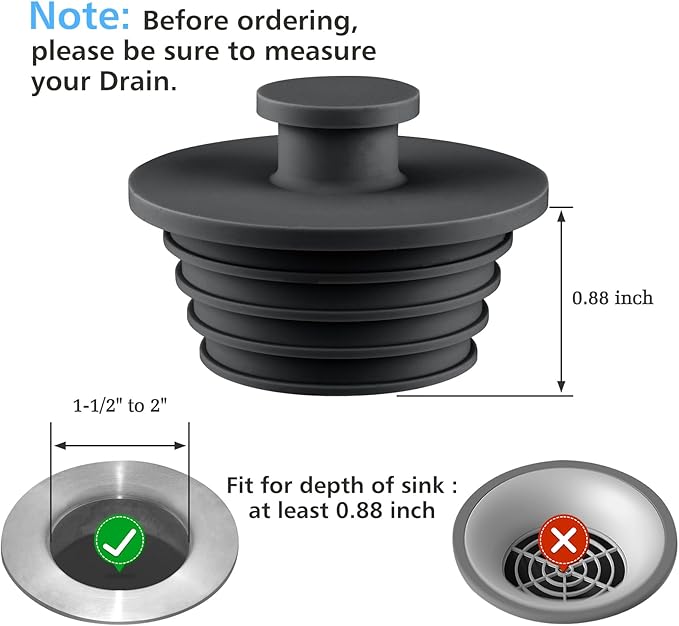 Aluvor Bathtub Stopper 2pcs Sink Stopper Tub Plug Bathroom Shower Drain Plug Silicone Bathtub Drain Plug Tub Drain Stopper Washbasin Stopper