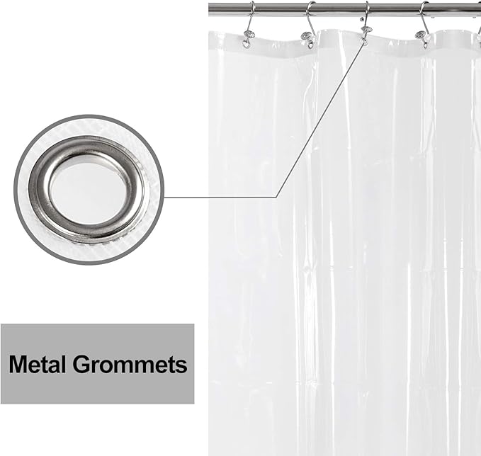 Barossa Design Narrow Shower Curtain Liner with 3 Magnets - 36" x 78", Waterproof PEVA Shower Liner for Small Long Bathroom Stall, PVC Free, Metal Grommets - Clear, 36X78