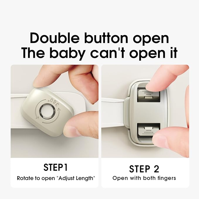 Child Safety Fridge Locks, 3pcs Adjustable Refrigerator Door Lock, Child Proof Safety Cabinet Lock with Strong 3M Adhesives for Cabinets and Drawers, Multi-Purpose for Furniture Toilet Seats Ovens.