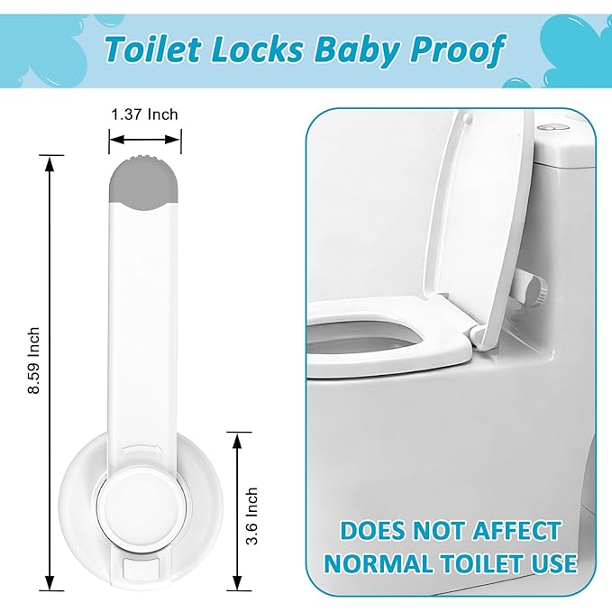 Baby Toilet Lock (2 Pack) for Baby Safety,Toilet Locks Baby Proof Easy Installation with 3M Adhesive,Toilet Child Safety Lock Fit for Most Standard Toilets