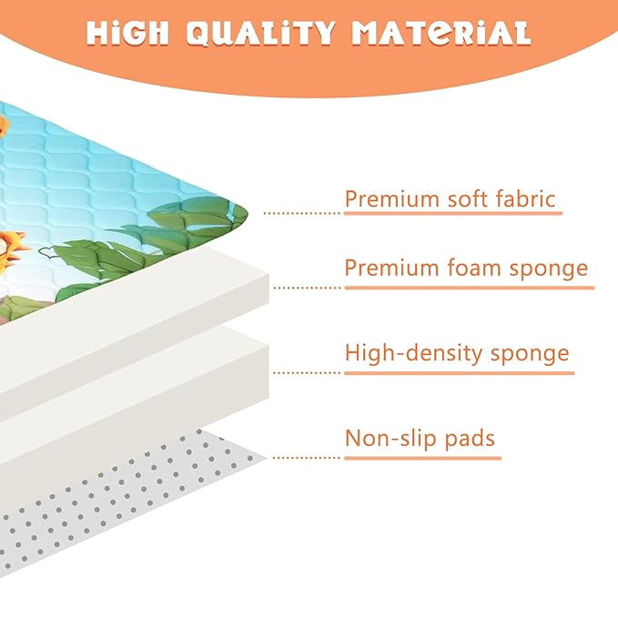 Baby Play Mat for Floor 59 * 71 inch, Extra Thick Soft Cushioning Foam Mat for Kids, Non Slip & Washable Crawling Mat for Toddler, Padded Play Mat for Baby Tummy Time