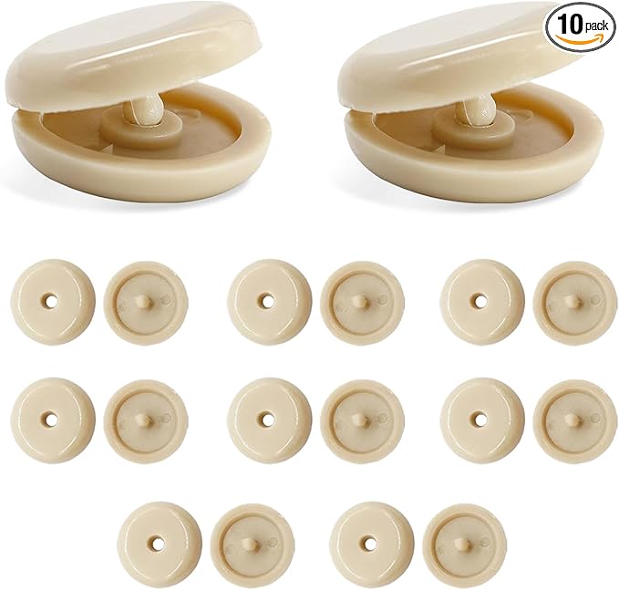 10 Sets Seat Belt Button Stop, Snap-On Plastic Seatbelt Stopper Clip Prevent Seat Belt Buckle from Sliding Down, No Welding Seat Belt Stop Kit, Universal Car Accessories (Beige)