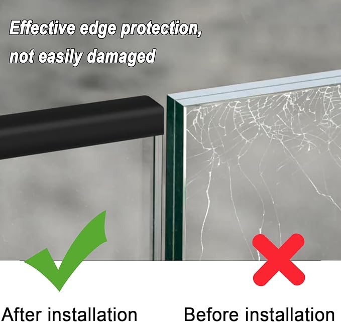 Silicone Edge Trim Self-Adhesive U Channel Silicone Edge Trim Edge Protector for Sheet Metal (Black, Fit 3/16" - L 20')