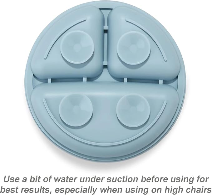 PandaEar 3 Pack Toddler Plates, Silicone Divided Suction Plate for Babies, BPA-Free 100% Food-Grade Silicone Unbreakable Baby Plate (Brown/Blue/Green)
