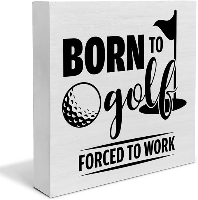 Born to Golf Wooden Box Decor Desk Sign Rustic Home Office Shelf Wall Decoration Gift for Golfer