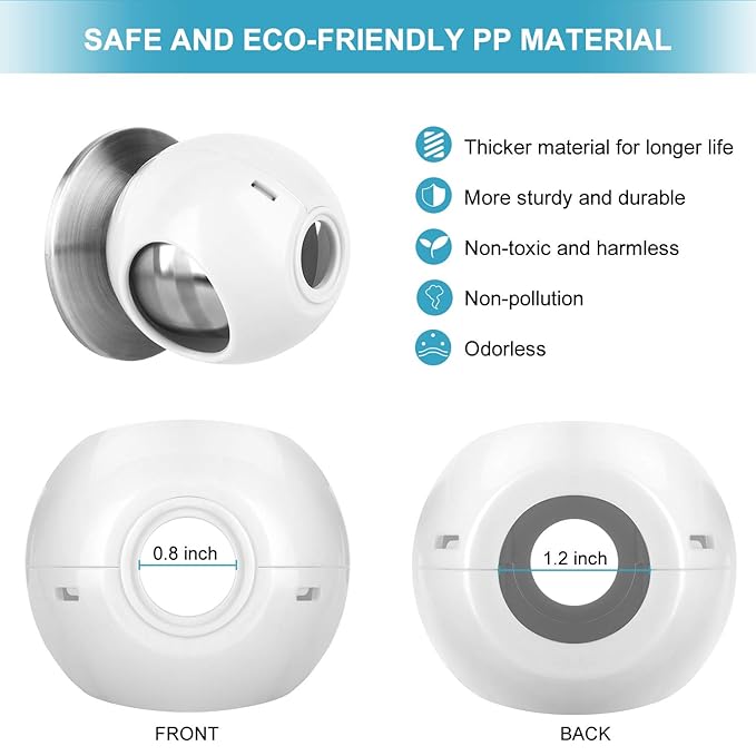 Door Knob Safety Cover for Kids (4 Pack) New Shape & Structure Design Child Door Knob Covers Prevent Children from Opening Doors Baby Safety Door Knob Locks Fit Most Knobs