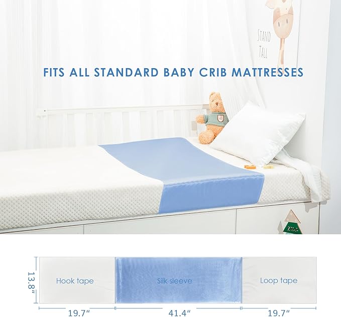 PROMEED 100% Mulberry Silk Crib Sleeve for Baby Hair Loss Prevention, Premium 23 Momme Natural Silk Bassinet Slip for Bassinets/Cradles/Cots/Cribs (Light Blue)