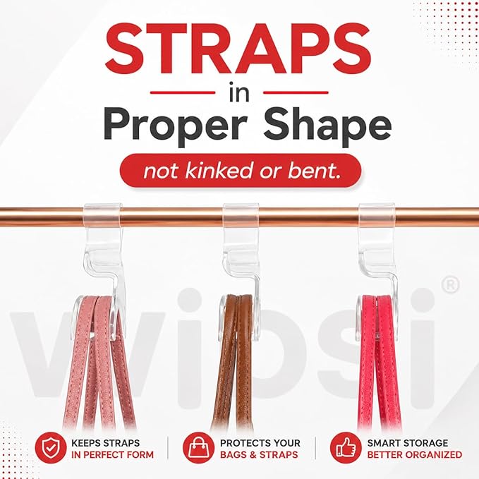 Wiosi Handbag Hanger 3 Pack - Durable Luxury Acrylic Holder Organizers Storage for Purse Tote Bag Satchel Backpack Crossover - Holds Up to 66Lbs – Easy to Clean, No Tools Required