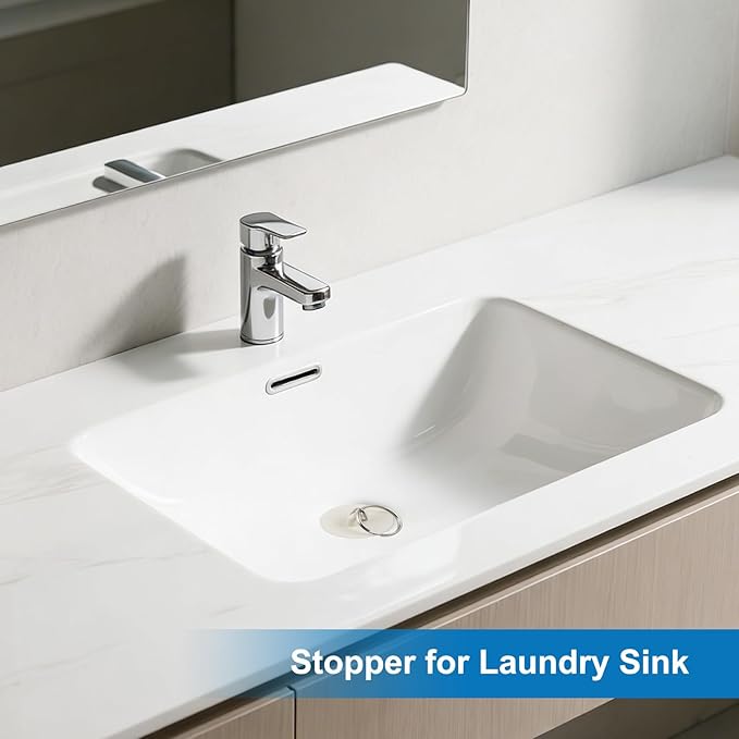 Hibbent 6 Pieces Drain Stopper, Rubber Kitchen Sink Drain, Sink Stopper Drain Plug with Pull Ring for Kitchen, Bathtub, Bathroom and Laundry Sink in 6 Different Sizes, White