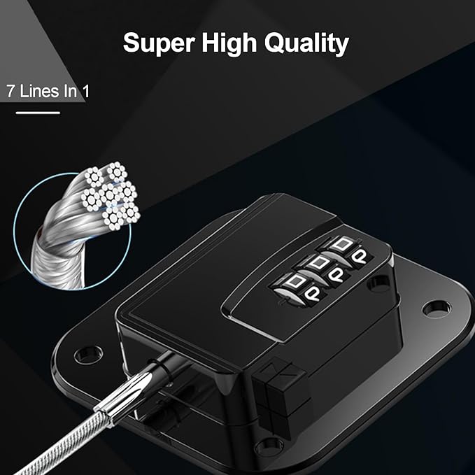 Heavy Duty Refrigerator Lock Cabinet Locks Child Safety Cabinet Locks Combination Fridge Lock for Cabinets Drawers Refrigerator (Black), 2.7X2.7IN