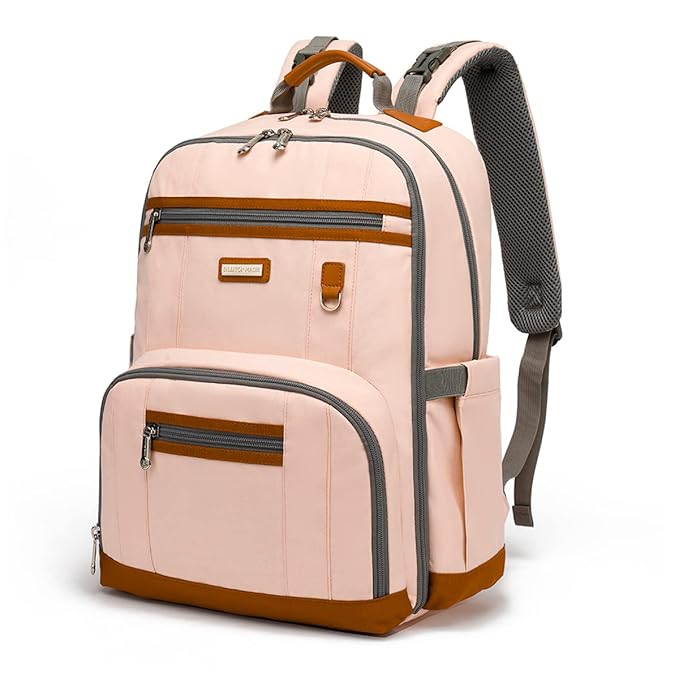 BILLITON MASHI Diaper Bag Backpack, Large Baby Nappy Bags with Portable Changing Pad for Boys and GirlsMultifunction Travel Baby Bag for Moms Dads, Shower Gifts Waterproof and Stylish，Light Powder