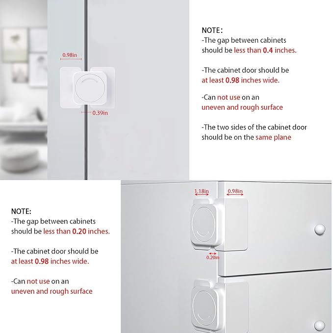 Cabinet Locks(12-Pack) for Babies, Kids and Toddlers Proofing Cabinet Child, safety Locks Suitable for Cabinets, Drawer and Refrigerator with Easy Installation (White) (8 Flat Lock+4 Right Angle Lock)