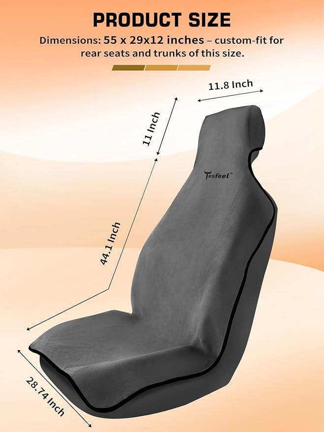 TESFEEL Car Seat Cover Towel, Waterproof Terry Cloth Car Seat Cover Universal Fit for Cars, SUVs, Pickups, Washable Car Seat Protector Brand Customized(Gray,1pc)