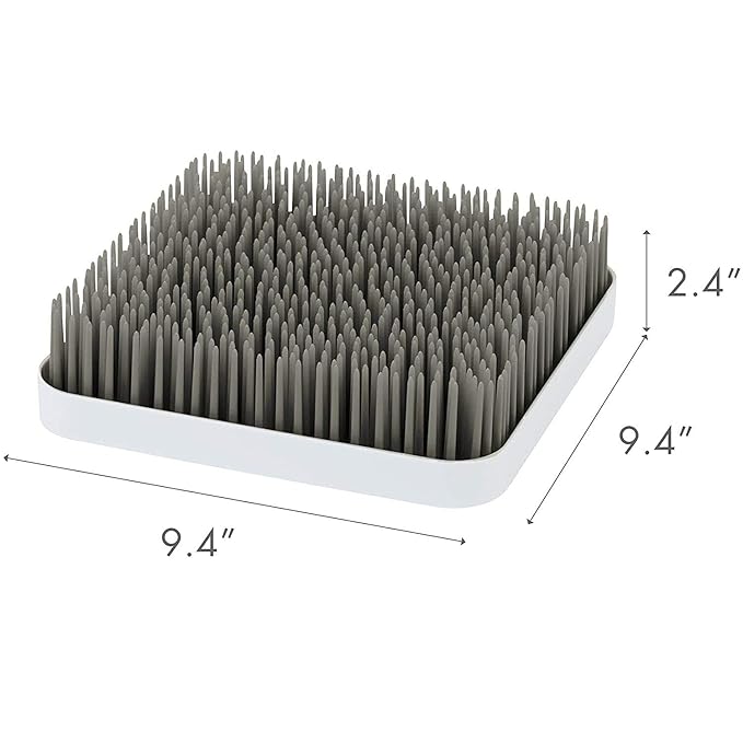 Boon Grass Plastic Drying Rack - Modern Countertop Baby Bottle Organizer - 9.75 x 9.88 x 3.0 inches - Gray