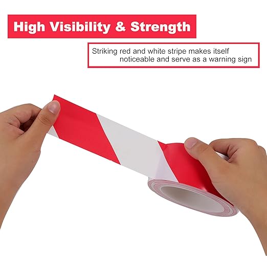 LeaGerous 4 Rolls Hazard Warning Safety Stripe Tape 2”x 36 Yards Red White Caution Tape Roll Waterproof Anti Slip Floor Marking Tape for Wall Floor Pipe Equipment Factory