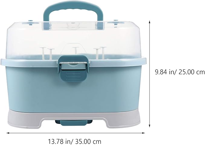Toyvian Baby Bottle Dryer Portable Drying Rack Storage Box Organizer Case Portable Feeding Tool Kitchen Cabinet for Home Travel Drainer Baby Supplies, 14X10X10 Inches