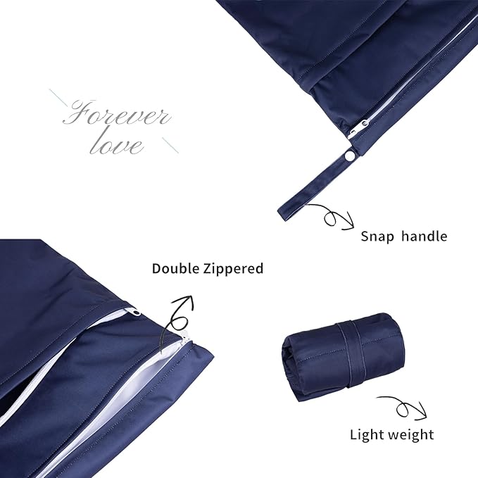 ALVABABY 2pcs Waterproof Wet Dry Bags,Reusable with Two Zippered Pockets,Baby Cloth Diaper,Travel,Beach,Pool,Daycare,Soiled Baby Items,Yoga Gym Bag,Swimsuits or Wet Clothes LW2526