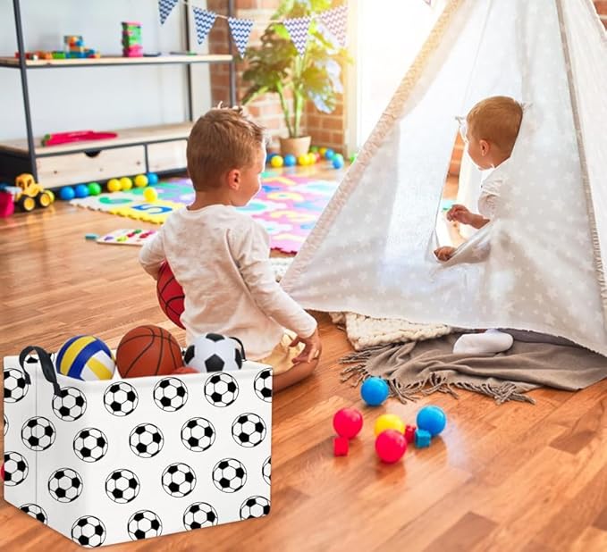 TIBAOLOVER Rectangular Soccer Basket Kids Baby Storage Basket Cute Kids Toy Storage Bin Organizer Shelf Book Room Decor(Soccers)